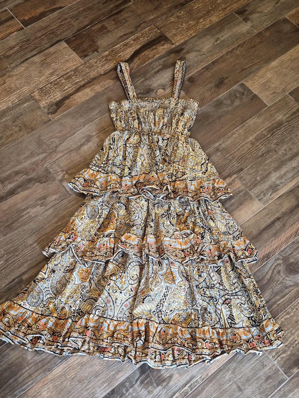 XS-M Cleobella Rosalie Kaleidoscope Abstract Paisley Print Cotton Midi Dress - Picture 12 of 13